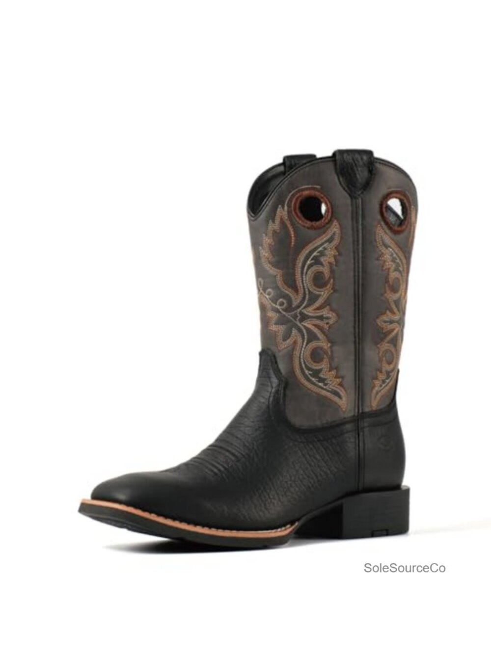 Men's Full-Grain Leather Square Toe Western Boots Embroidery